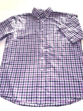 Jos. A. Bank Purple Plaid Short-Sleeve Button-Down Shirt